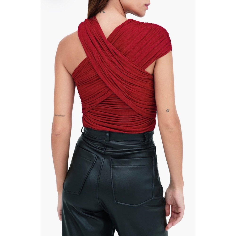 Marcella Alyssa Infinity Top Red Multi-Way Wrap Ruched Blouse NWT Sz M Luxury - Picture 5 of 16